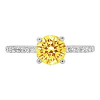 1.51ct okrugli rez žuti simulirani dijamant 14k Bijelo zlato Graviranje Izjava bridalne godišnjice Angažovanje