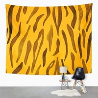Smeđi tigra apstraktna akvarelna ploča na žutu narančastu Zebru Tropska zidna umjetnost Viseća tapiserija
