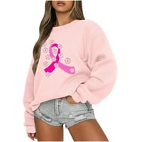 Fanxing Wimens Prevelizovani dugi rukav pulover ružičaste vrpce Rak preživjelog svijesti Shirts S, M,