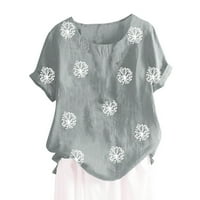Ljetni vrhovi za ženske kratke majice kratkih rukava s kratkim rukavima retro tiskani gumb dolje labavi