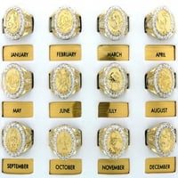 Jackani 10K Čvrsto žuto zlato CZ naglašen Muški zodijački ring