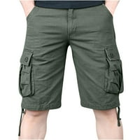 Amidoa muški radne kratke hlače s elastičnim strukom Multi džepovi posteljine kratke hlače Ljeto na