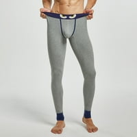 Muški seksi patchwork pamučne pamučne pantalone sa dugim termičkim donjim rubljem