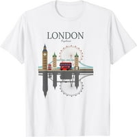 Žene mladi u Londonu Suvenir Grad Vintage Britanci Velike Britanije Muškarci Žene Poklon majica Graphics Casual okruglih majica White Tee