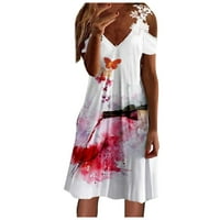 Bazyrey Ženska ljetna haljina Ljetna čipka kratki rukav A-line ljetna haljina ženska cvjetna ležerna