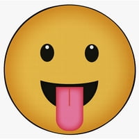 Deerlu Emoji Style Okrugli smiješni smajli na licu Dječji tepih, jezik Emoji prostirki