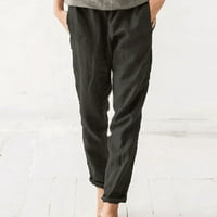 Široke pantalone za noge za žene udobna modna solidna boja elastični džepovi pantalone samostalne hlače