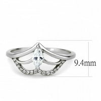 Žene srebrni prstenovi visoko polirani prsten od nehrđajućeg čelika od 316 l sa AAA razredom CZ u CLEAR DA248