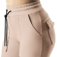 Teretne pantalone za žene plus veličine Ženske hlače Radni sportovi Elastični struk Strip bočni džep