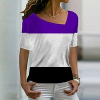 Ljetna bluza Ženska modna ležerna temperamenta V-izrez Labavi geometrijski tisak kratkih rukava Majica