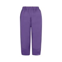 BDFZL ženske hlače Trendovi Žene Ljeto Ležerne prilike Labavi kapodni rezisterirani šlag hlače Purple