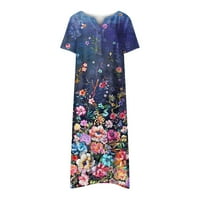 EFSTEB ženske haljine plus veličine Clearence cvjetno print kratki rukav haljina V-izrez gumb Labava