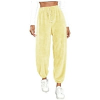 LisingTool Ženske hlače Ženske guste hlače Elastična čvrsta boja Termalna dužina Looja udobnost Topla zimska kapriis gamaše pidžama žute1