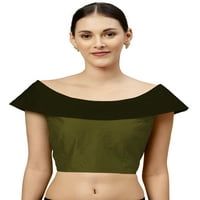 Eloria ženska bluza za bluzu za vrat punilo MULTICOLOR Gornja rukavica: tamnozeleno i maslinovo zeleno