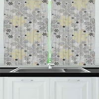 Sive i žute kuhinjske zavjese, bohem stil Ispiši cvijeće tačkice umjetnička slika, prozorski zavjese ploče za kuhinjske kafe dekor, 55 39