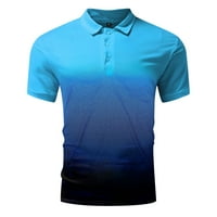 iopqo polo majice za muškarce muške modne casual sportske gradijent rever kratkih rukava TOPMENS majica Muške majice Sky Blue XXL