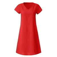 Ljetne haljine za žene Mini slobodno vrijeme Čvrsti kratki rukav A-linijski krovni haljini V-izrez povremene