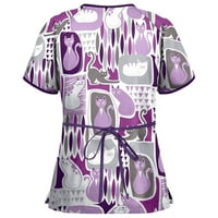 Ballsfhk ženska modna ležerna print s kratkim rukavima Rad V-izrez Top bluza s pilingom