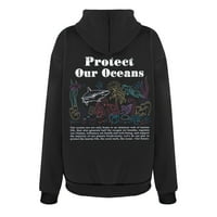 Aboser Zaštitite naše okeanske dukseve za žene grafički dizajn Crewneck Duksevi Fall modni vrhovi Ležerne majice s dugim rukavima