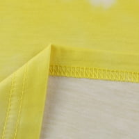 Ženske haljine ispisane V-izrez Majica Dužina koljena Modna ljetna haljina kratkih rukava žuti s