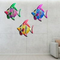 Metalni riblji zidni dekor, živopisna riba zida umjetnička kiparska skulptura visi za unutarnju vanjsku, metalnu zidnu umjetnost morskog vijeka za vrtu, čišćenje domaćeg uređenja