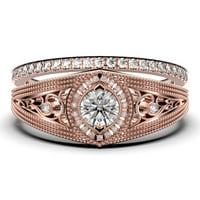 Antique Style Prekrasna Art Deco 1. Carat Okrugli rez Diasing Moissine Jedinstveni zaručni prsten, Vintage Look Vjenčani prsten u 10K Solid Rose Gold, Obećaj prsten, sabirni prstenovi