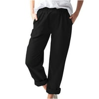 Plus pantalone za žene Ženske modne žene Ležerne tipke u boji elastične struke Udobne ravne hlače