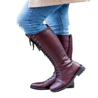 Harsuny Womens Boirs Boide SIDE ZIP visoki čizme Niske pete Zimske koljena Visoke cipele Radni modni
