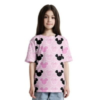 Mickey Minnie mišem tiskani kratki rukav grafički grafički vrat opuštena fit majica za djevojke dječake