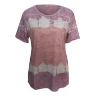 DrpGunly majice za žene Ummer O-izrez seksi gradijent Ispiši redovne žene kratke seleves gornje ružičaste