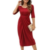 Maxi haljina za žene elegantne haljine dugih rukava crvene haljine kratke rukavske haljine žene modna