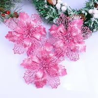 Glitter Poinsettia Cvijeće šuplje umjetno cvijeće Božićni ukrasi Xmas Tree Vise Privjesak