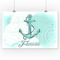 Florida - Sidro - Teal - Obalna ikona - Lintna Press Artwork