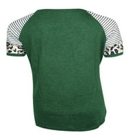 Pfysire Womens Ljeto majica kratkih rukava Casual cvjetni tunički vrhovi tamno zeleni 3xl