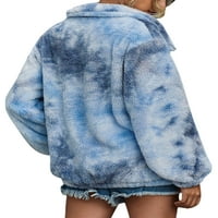 Niveer žene duge rublje dugih rukava Fuzzy fleece pulover zadebljanje zveznice rever svijetlo plavi