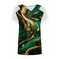 Apepal V rect T majice za žene cvjetne ljetne vrhove kratkih rukava majica Ležerne prilike tunike Green