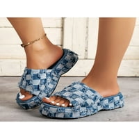 Oucaili dame casual cipele plaže slajdes na platformu Sandale Denim ljetni klizni papuče Party Sandal Blue 8.5