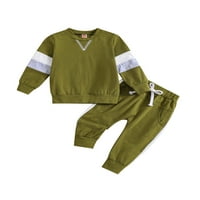 Biayxms Baby hlače set, kontrastna boja dugih rukava s dugim rukavima s dugim rukama sa elastičnim strukom