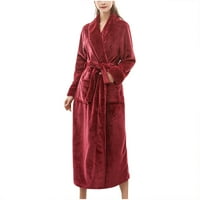 Ženska Warm Fleece Winter Row Plish Cardigan Jesen Bathrobe Mekani dugačak ogrtač Dugi kućni kaput Kimono