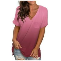 Ženske slatke bluze i vrhovi casual - plus veličina Tie Dye Majica s kratkim rukavima LFFSE Pocket Tees