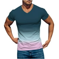 Buigttklop Nema granica Muška majica Clearence Plus Veličina Casual V-izrez Gradient Ispis Pulover Fitness