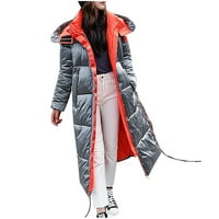 TEJIOJOIO kaput čišćenje Ženska zimska moda sjajna dugačka kaputa sa kapuljačom od koljena