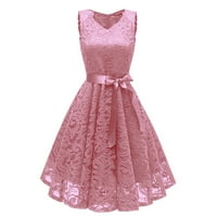 A-line haljina za žene vintage princeze cvjetna čipka koktel zabava Aline Swing haljina V-izrez haljina