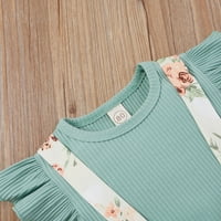 Košulje kratkih rukava za djevojčice Toddler Baby Girls čvrsti vrhovi + cvjetni ispisani šorc outs outfits