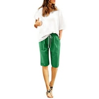 Xinqinghao Hlače sa džepovima za žene Ljetne hlače plus veličina Hlače visoke struke Čvrsta boja plaža