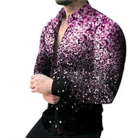 Muška majica Ležerna ružičasta modna trend rever 3D ispis Ležerne prilike tankog fiting majica s dugim