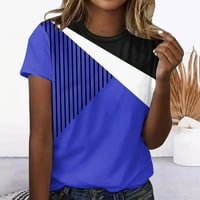 Ženska odjeća Grafički tees Kratki rukav Retro okrugla vrata za bluzu za bluzu za luku Plus veličine Plavi 2xl
