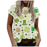 Ženski vrhovi ženska casual moda St. Patrickov dan Print uzorak majica s kratkim rukavima Fluorescentni