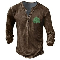 Cuhas Hawaiian majica za muškarce O vrat tiskani dugim rukavima Duks duge pulover majica Henley majice