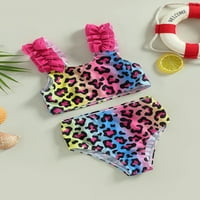 Toddler Kids Girl kupaći leopard srčani tački za ispis vrhovi s plitkim kratkim hlačama Bikini set kupaći
